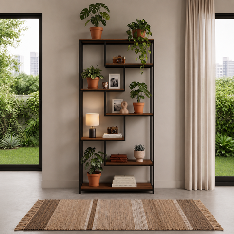 Estante de Livros 90CMX182CM Alta em Florença Marrom/Nogal/Preto