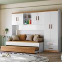 Ver imagem 5 de Dormitório Infantil Ônix Guarda Roupa, Aéreo 4 Portas e Bicama Flex Nature-branco - Peternella M