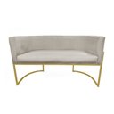 Ver imagem 1 de Kit Namoradeira + 2 Poltronas Decorativa Luana Suede Bege Base Dourarada Mz Decor
