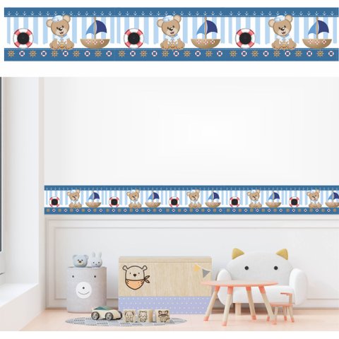 Faixa Adesiva Decorativa Urso Marinheiro 3mt