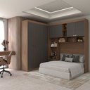 Ver imagem 1 de Guarda-roupa Casal Modulado Fortaleza 7 Portas 4 Gavetas Jatoba/grafite - Panorama Móveis