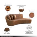 Ver imagem 3 de Sofá Sala de Estar Living Design Moderno 250cm com Almofadas Trinity Couro Brilhante Conhaque G93 -