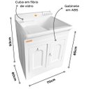 Ver imagem 2 de Gabinete Tanque Lavanderia Lavar Roupas Calçados 50L Branco Área de Serviço