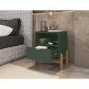 Ver imagem 4 de Mesa de Cabeceira C/ Nicho e Gaveteiro Porta Itens Aurora Verde Oliva