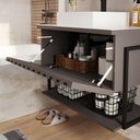 Ver imagem 3 de Gabinete Balcão Suspenso Cuba Marmorite Havaí 85 Cm Aço Banheiro 1 Porta 1 Prateleira Cinza Tit