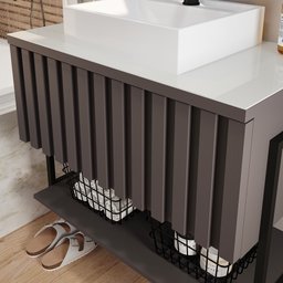 Gabinete Balcão Suspenso Cuba Marmorite Havaí 85 Cm Aço Banheiro 1 Porta 1 Prateleira Cinza Tit - 4