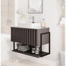 Gabinete Balcão Suspenso Cuba Marmorite Havaí 85 Cm Aço Banheiro 1 Porta 1 Prateleira Cinza Tit - 1