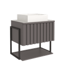 Ver imagem 5 de Gabinete Balcão Suspenso Cuba Marmorite Havaí 85 Cm Aço Banheiro 1 Porta 1 Prateleira Cinza Tit