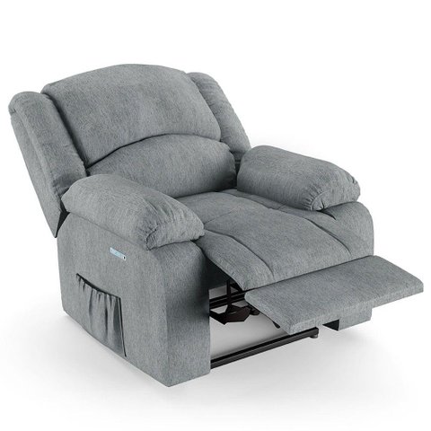 Poltrona do Papai Reclinável Pietra Elétrica Led Massagem Fh9 Linho Cinza - Mpozenato