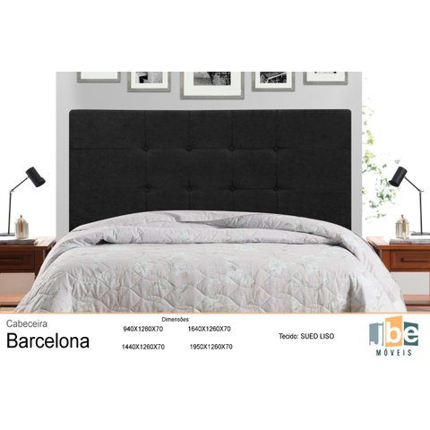 Cabeceira Casal Jbe Moveis Barcelona 144cm Preta Para Cama Box 138cm Decoração Quarto