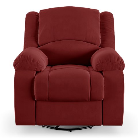 Poltrona do Papai Reclinável Sala de Cinema Barcelona Glider Manual Giratória Usb Veludo Vermelho G2