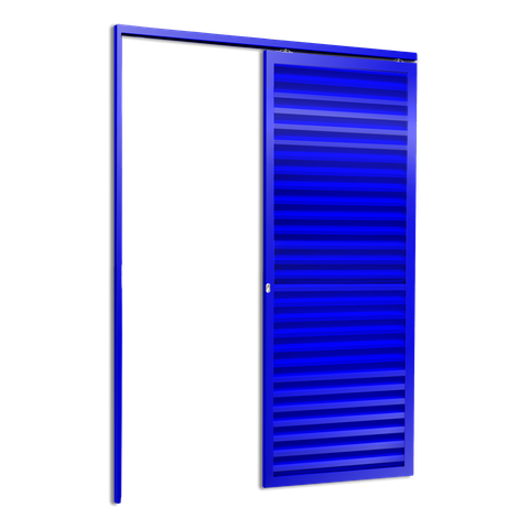 Porta de Correr Suspensa Veneziana Esq L.25 Azul 210x70 Brimak
