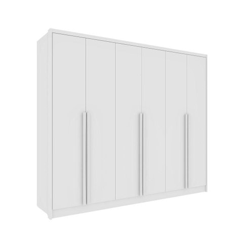 Guarda Roupa Casal Realeza 6 Portas de Bater 6 Gavetas MDF Laqueado Neve TCIL Móveis