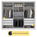 Ver imagem 3 de Guarda Roupa Casal Realeza 6 Portas de Bater 6 Gavetas MDF Laqueado Neve TCIL Móveis