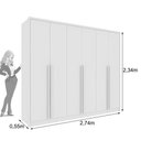 Ver mais imagens de Guarda Roupa Casal Realeza 6 Portas de Bater 6 Gavetas MDF Laqueado Neve TCIL Móveis