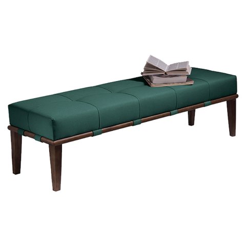 Recamier Decorativo 140cm Martínez Veludo Pés Madeira Verde/Imbúia - Gran Belo
