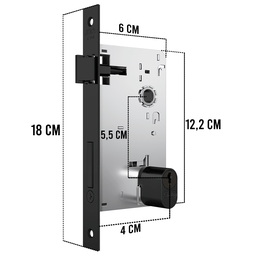 Fechadura Interna 813/35 Roseta Quadrada Preto Fosco Broca 40mm Stam - 2