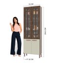 Ver imagem 4 de Paneleiro Duplo Modulado com Vidro Fidelitá Lisboa 70cm 4 Portas Noce/Off-White
