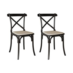 Kit 2 Cadeiras Katrina Preta Assento Corano Bege Aço