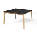 Ver imagem 1 de Mesa de Jantar Cirrus Quadrada Tampo Laqueado com Vidro Base Madeira Maciça:preto / Peroba/150x150cm