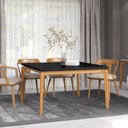Ver imagem 2 de Mesa de Jantar Cirrus Quadrada Tampo Laqueado com Vidro Base Madeira Maciça:preto / Peroba/150x150cm