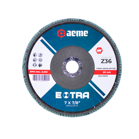 Disco Flap Aeme Extra Fibra Angular Zircônio 7" (180mm)