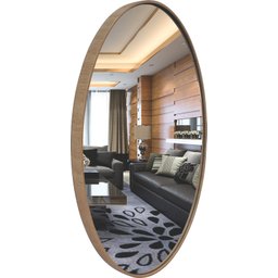 Espelho Oval com Borda em Madeira Natural 60x40 - 2