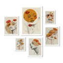 Ver imagem 2 de Kit 6 Quadros Mulheres Flores Laranja e Amarelo:moldura Preta