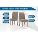 Ver imagem 2 de Conjunto: Mesa Sala Jantar Natali C/ Tampo Madeirado C/ Vidro Curvo 160x90cm e 6 Cadeiras Bella