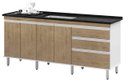 Ver imagem 1 de Gabinete para Pia 2 Metros Balcão 100% Mdf com Puxador em Alumínio Inteiro Chapa de 15mm Ultimas Uni