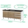 Gabinete para Pia 2 Metros Balcão 100% Mdf com Puxador em Alumínio Inteiro Chapa de 15mm Ultimas Uni - 3