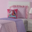 Ver imagem 3 de Kit Cobre Leito + Cortina Unicórnio Rosa Dupla Face Solteiro 04 Peças