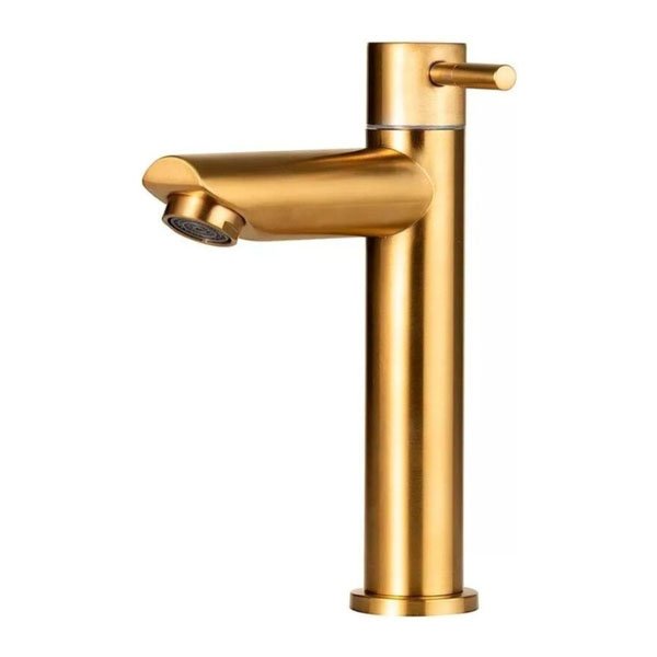 Torneira para Banheiro Baixa Dourada em Aço Inox Moderna - 1