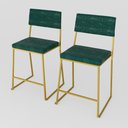 Ver imagem 2 de Kit 2 Banquetas Média Balcão Estofada com Encosto Dourada Suede Dubai