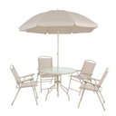Ver imagem 1 de Conjunto Jardim Malibu Bege 4 Cadeiras Mesa e Guarda Sol Mor