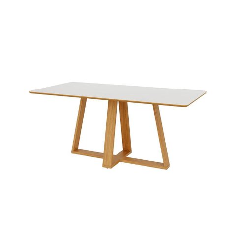 Mesa de Jantar 6 Lugares 180cm 100% Mdf Dalla Costa Casa Lar Cor:off White com Freijó