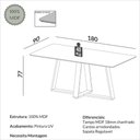 Ver imagem 2 de Mesa de Jantar 6 Lugares 180cm 100% Mdf Dalla Costa Casa Lar Cor:off White com Freijó