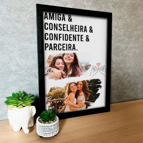 Quadro Personalizado com Foto Amiga Conselheira em Moldura Caixa Tacolado Papel de Parede Moldura Ca