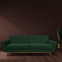 Ver imagem 2 de Sofá 4 Lugares 230cm Miami Base Madeira Veludo Verde - Nexta Casa