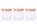 Ver imagem 1 de Conjunto 3 Potes de Vidro 500ml com Tampa de Madeira Bambu Porta Condimentos