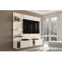 Ver imagem 4 de Painel Para Tv Até 65" 3 Portas Led Ripado Bancada Suspensa Atena - Calacata/Off White