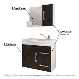 Conjunto para Banheiro Vix com Espelho 2 Gavetas e 2 Portas - 2