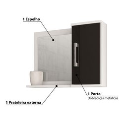 Conjunto para Banheiro Vix com Espelho 2 Gavetas e 2 Portas - 4