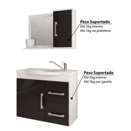 Conjunto para Banheiro Vix com Espelho 2 Gavetas e 2 Portas - 5