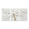Quadro Decorativo Flores Cerejeiras Brancas e Douradas Premium 3 Peças - 3