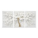 Ver imagem 3 de Quadro Decorativo Flores Cerejeiras Brancas e Douradas Premium 3 Peças