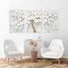 Quadro Decorativo Flores Cerejeiras Brancas e Douradas Premium 3 Peças - 1