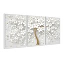 Ver imagem 2 de Quadro Decorativo Flores Cerejeiras Brancas e Douradas Premium 3 Peças
