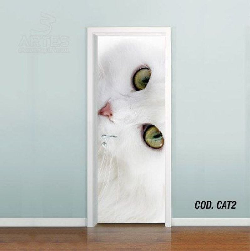 Adesivo De Porta Gato Cat Puppy Felino #02 - 0,60x2,10m - 1