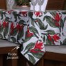 Forro Mesa Jacquard Retangular 4 Lugares Flor Vermelha Luxo - 2